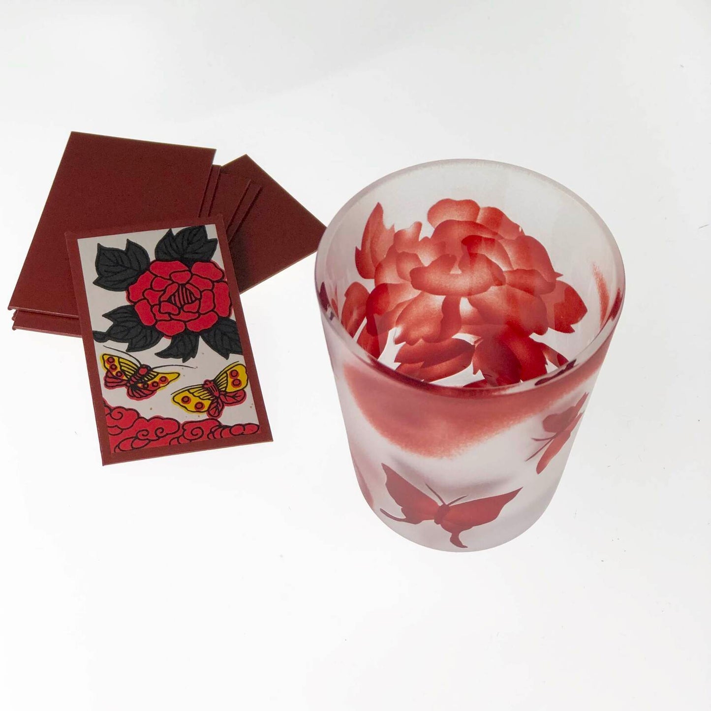 Hanafuda Sake Glass Set (3pcs) - Boar, Deer & Butterfly