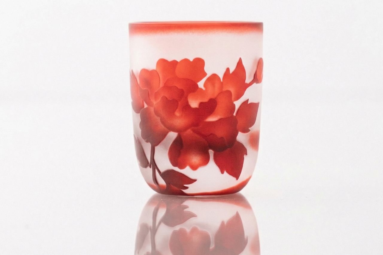 Hanafuda Sake Glass - Butterfly & Peony