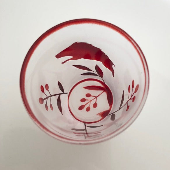 Hanafuda Sake Glass - Boar & Bush Clover