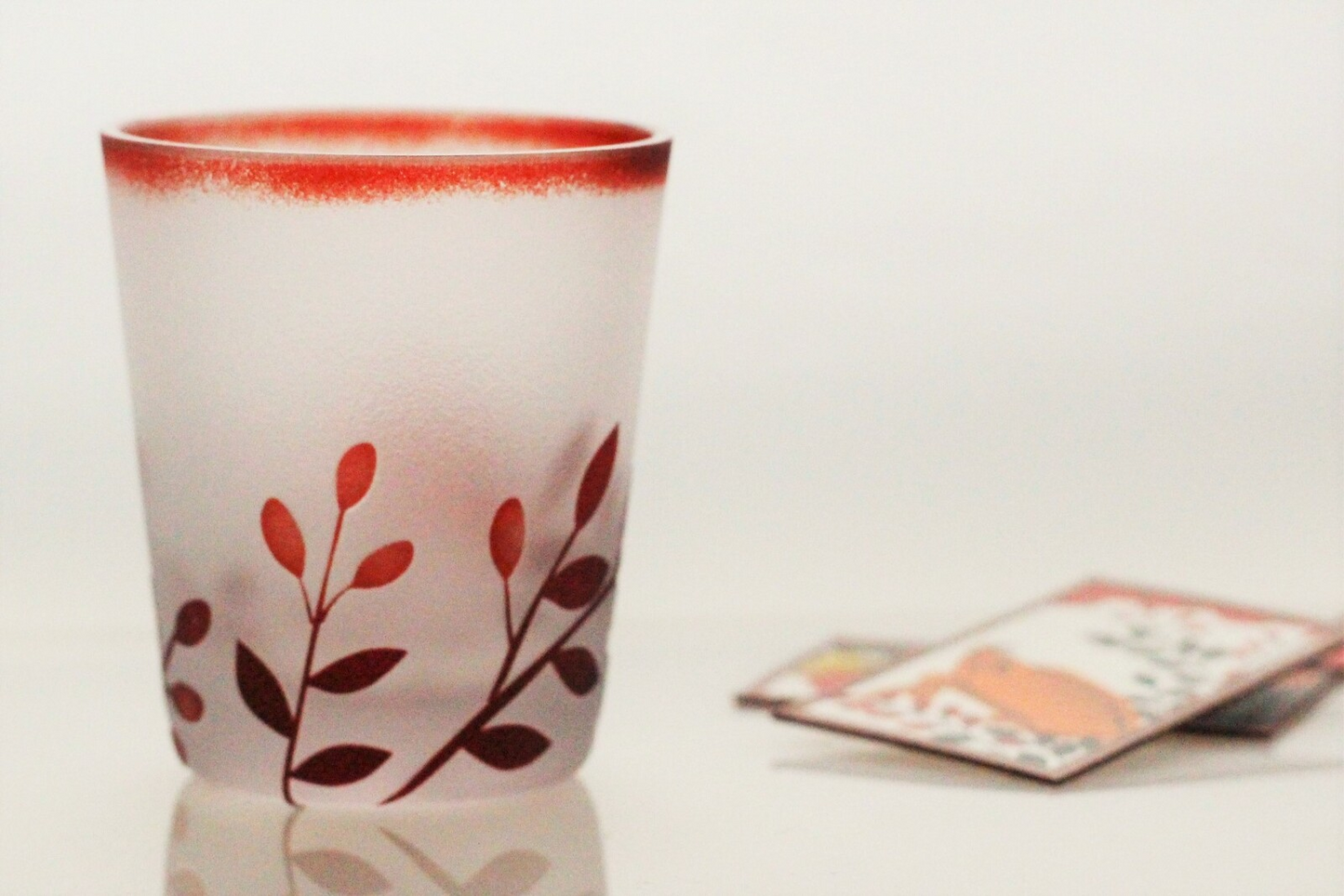 Hanafuda Sake Glass - Boar & Bush Clover