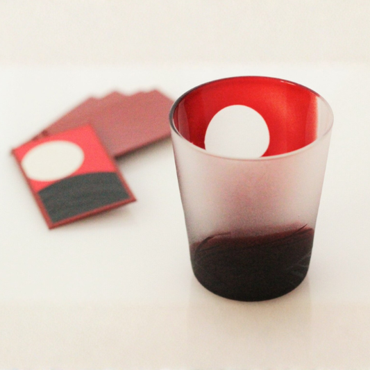 Hanafuda Sake Glass - Moon & Susuki Grass
